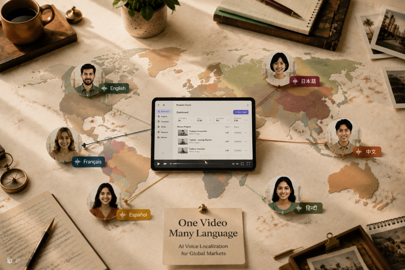 Multilingual AI voice over versions for different markets